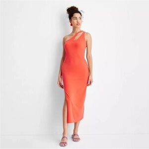 Future Collective One-Shoulder Asymmetrical Orange Dress from Target